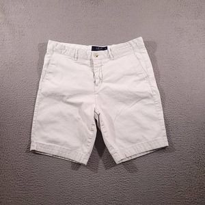 Lufian Shorts Mens 32 Beige Plain Chino Solid Outdoor‎ Logo Preppy Casual